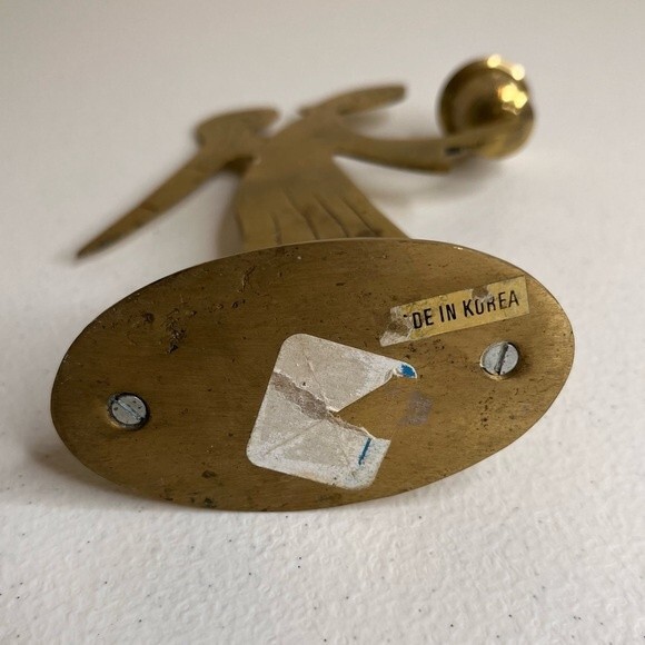 Vintage Brass Angel Candlestick Holder Made in Korea 7.5 Inches Tall Patina - Picture 3 of 10